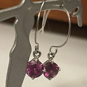 Purple Garnet 14k white gold earrings